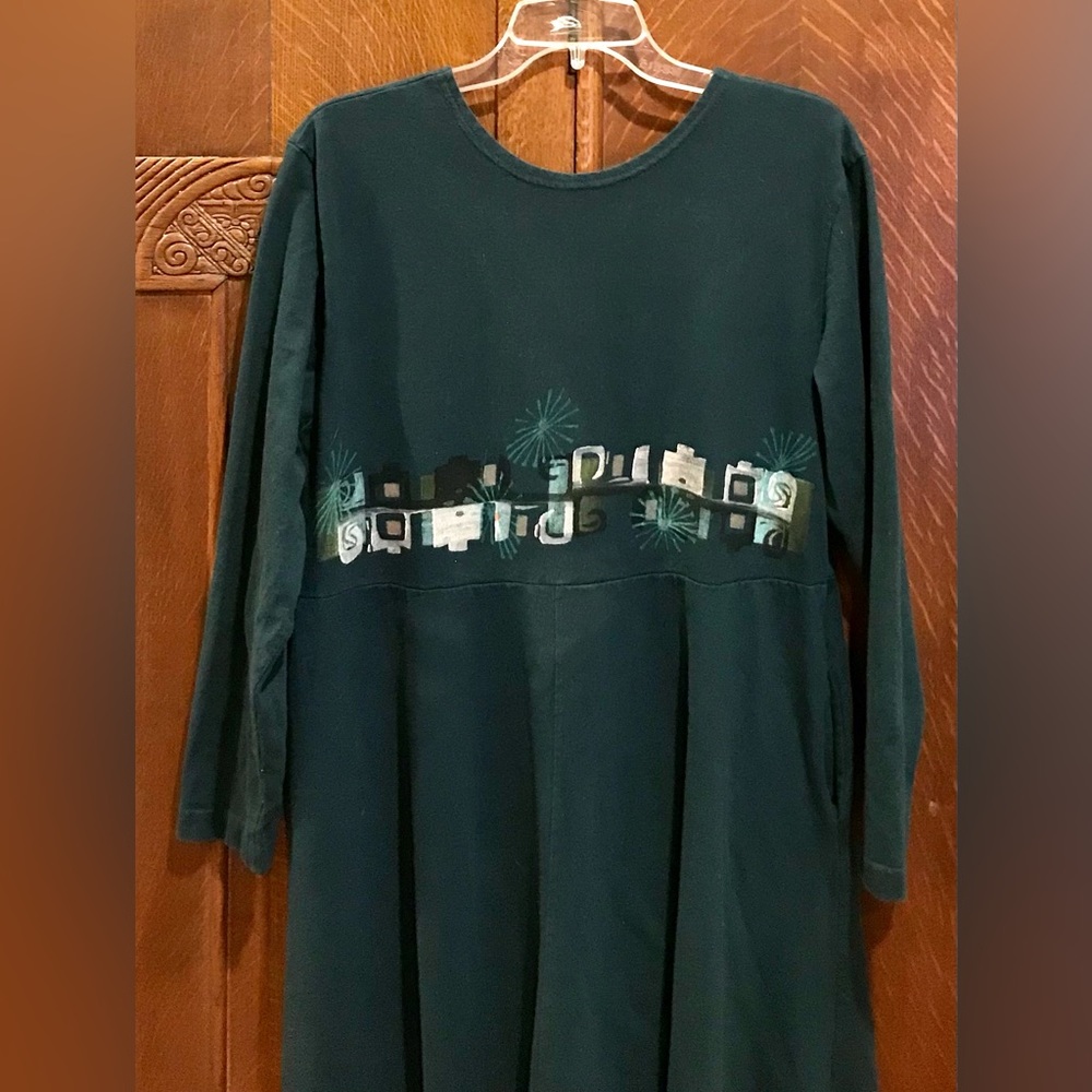 Blue Fish Teal Long Sleeve Long Dress Artwear - Picture 6 of 8